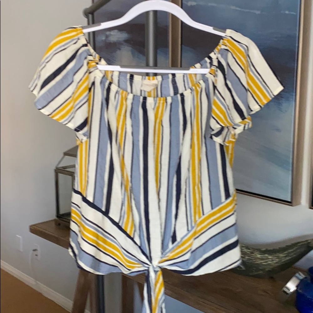 Striped Blue and Yellow Top Size L